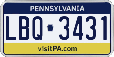 PA license plate LBQ3431
