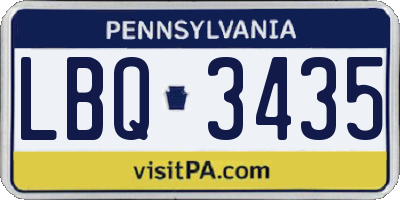 PA license plate LBQ3435