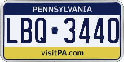 PA license plate LBQ3440