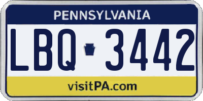 PA license plate LBQ3442