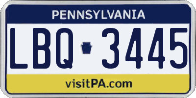 PA license plate LBQ3445
