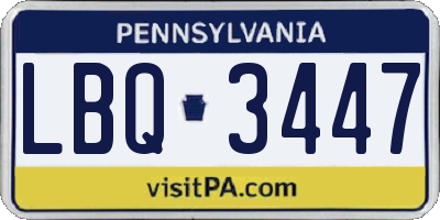 PA license plate LBQ3447