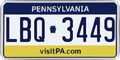 PA license plate LBQ3449