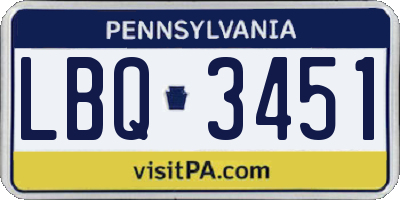 PA license plate LBQ3451