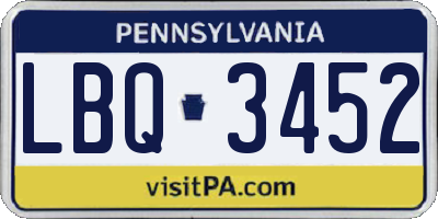 PA license plate LBQ3452