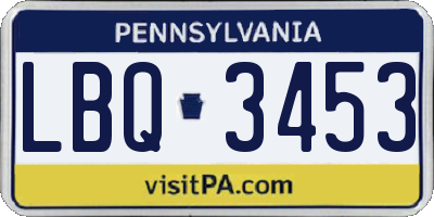 PA license plate LBQ3453