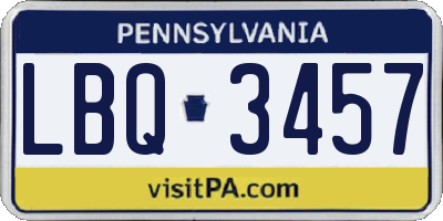 PA license plate LBQ3457