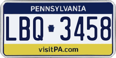 PA license plate LBQ3458