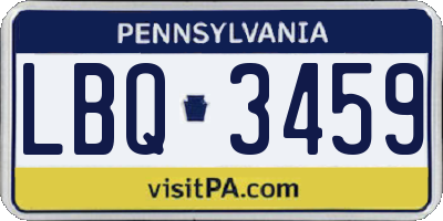 PA license plate LBQ3459