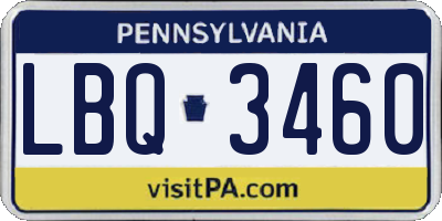 PA license plate LBQ3460