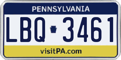 PA license plate LBQ3461