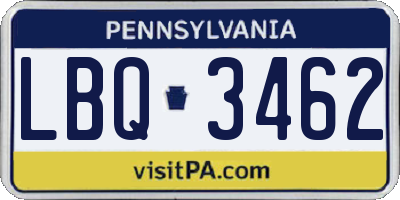 PA license plate LBQ3462
