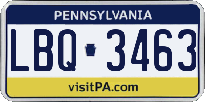 PA license plate LBQ3463