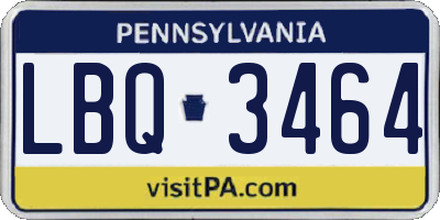 PA license plate LBQ3464