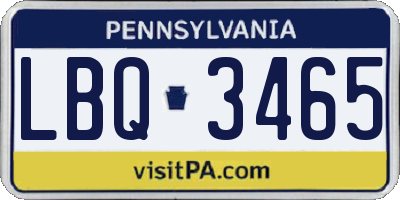 PA license plate LBQ3465