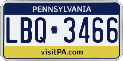 PA license plate LBQ3466