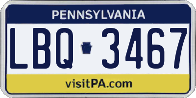 PA license plate LBQ3467