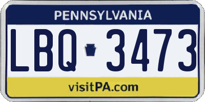 PA license plate LBQ3473