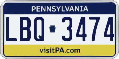 PA license plate LBQ3474