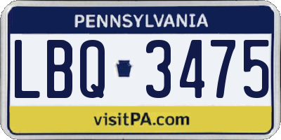 PA license plate LBQ3475