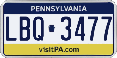 PA license plate LBQ3477
