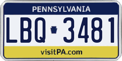 PA license plate LBQ3481