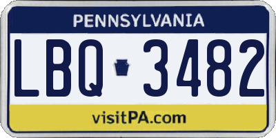 PA license plate LBQ3482