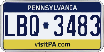 PA license plate LBQ3483
