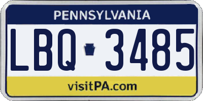 PA license plate LBQ3485
