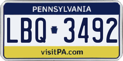 PA license plate LBQ3492