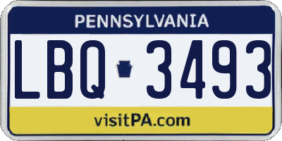 PA license plate LBQ3493
