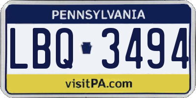 PA license plate LBQ3494