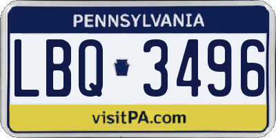 PA license plate LBQ3496