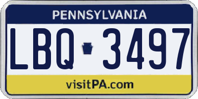 PA license plate LBQ3497