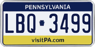 PA license plate LBQ3499