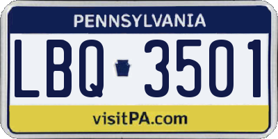 PA license plate LBQ3501