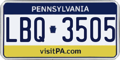 PA license plate LBQ3505