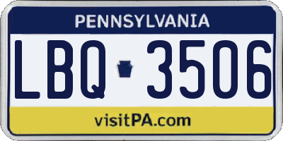 PA license plate LBQ3506