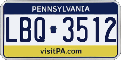PA license plate LBQ3512