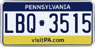PA license plate LBQ3515