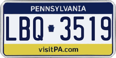 PA license plate LBQ3519