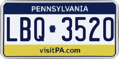 PA license plate LBQ3520