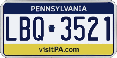 PA license plate LBQ3521
