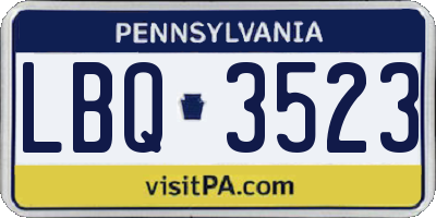 PA license plate LBQ3523