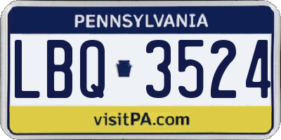 PA license plate LBQ3524
