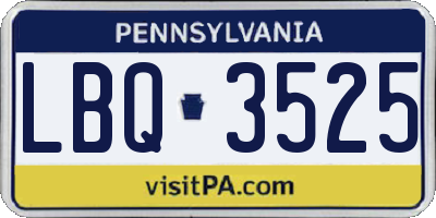 PA license plate LBQ3525