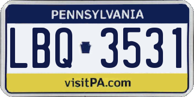 PA license plate LBQ3531