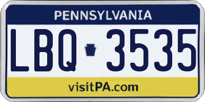 PA license plate LBQ3535