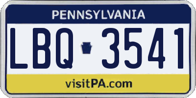 PA license plate LBQ3541