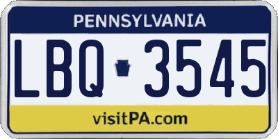 PA license plate LBQ3545